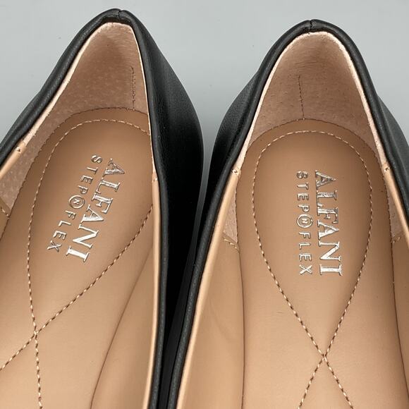 NEW Alfani Women’s Metallic Neptoon Square Toe Slip on Flats Black Size 7.5M - Picture 6 of 10